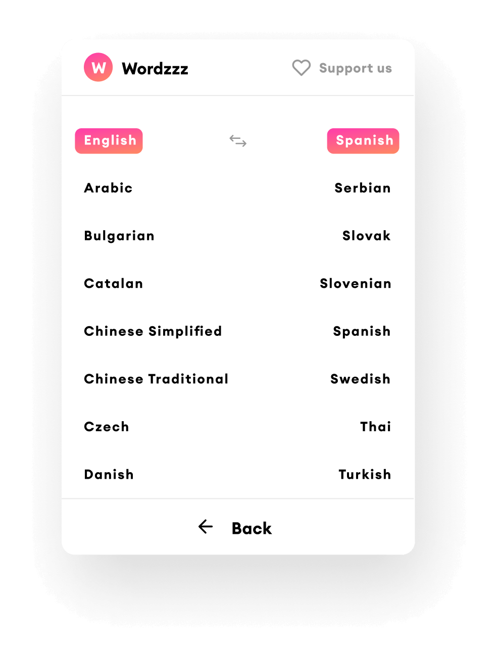 Easily switch languages